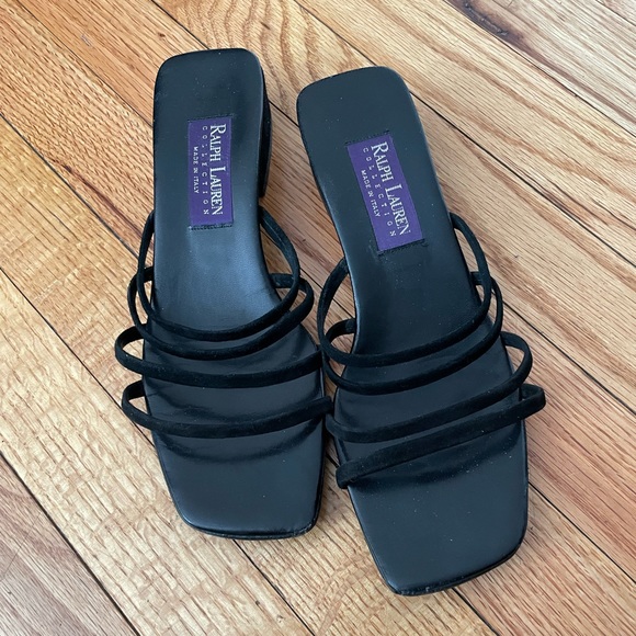 Vintage Y2k Heels Spaghetti Straps Chunky Block 90s-00’s Slip on Square toe rave - Picture 2 of 8